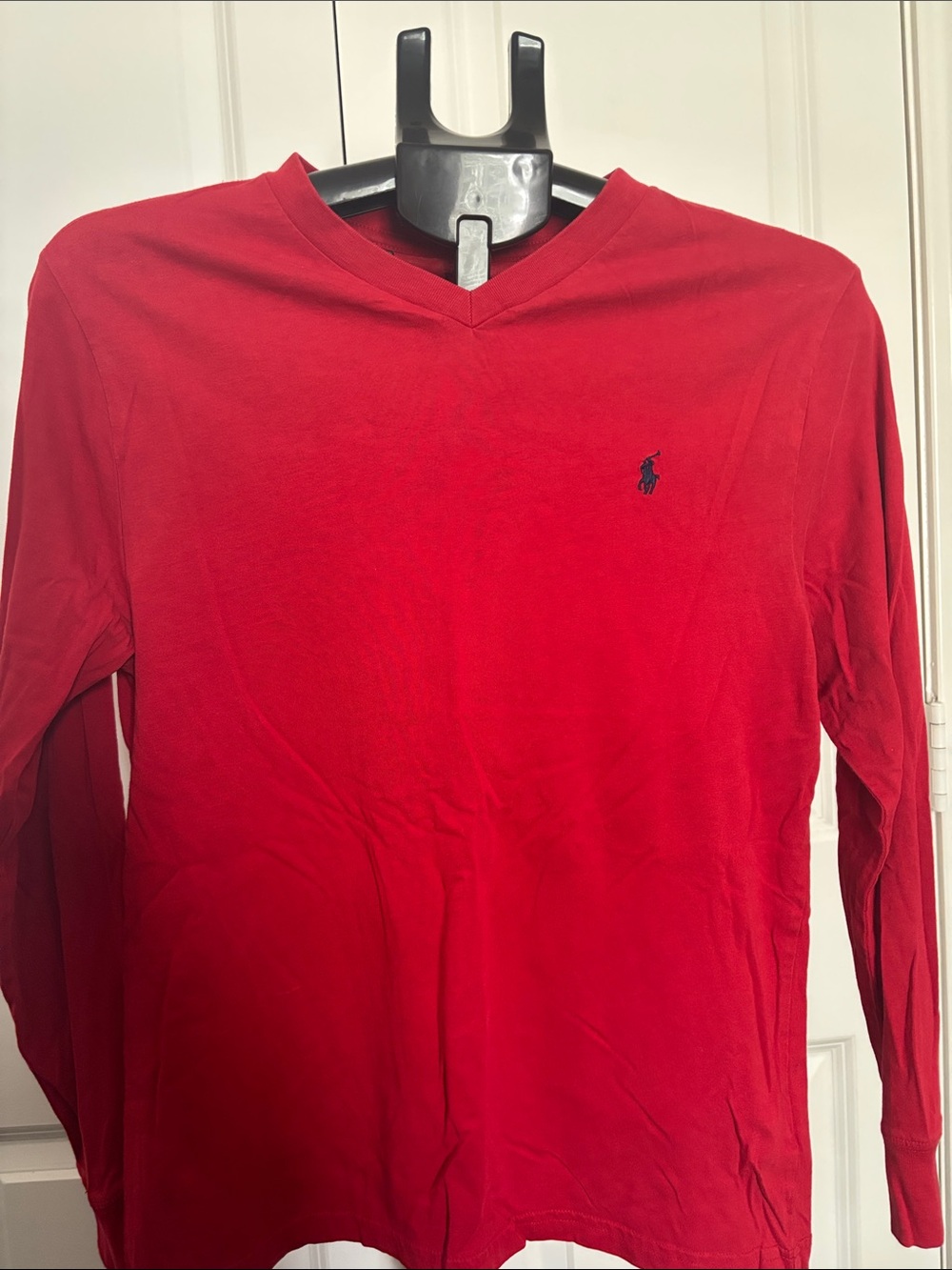 Polo by Ralph Lauren Red Long Sleeve V-Neck Tee with Navy Pony